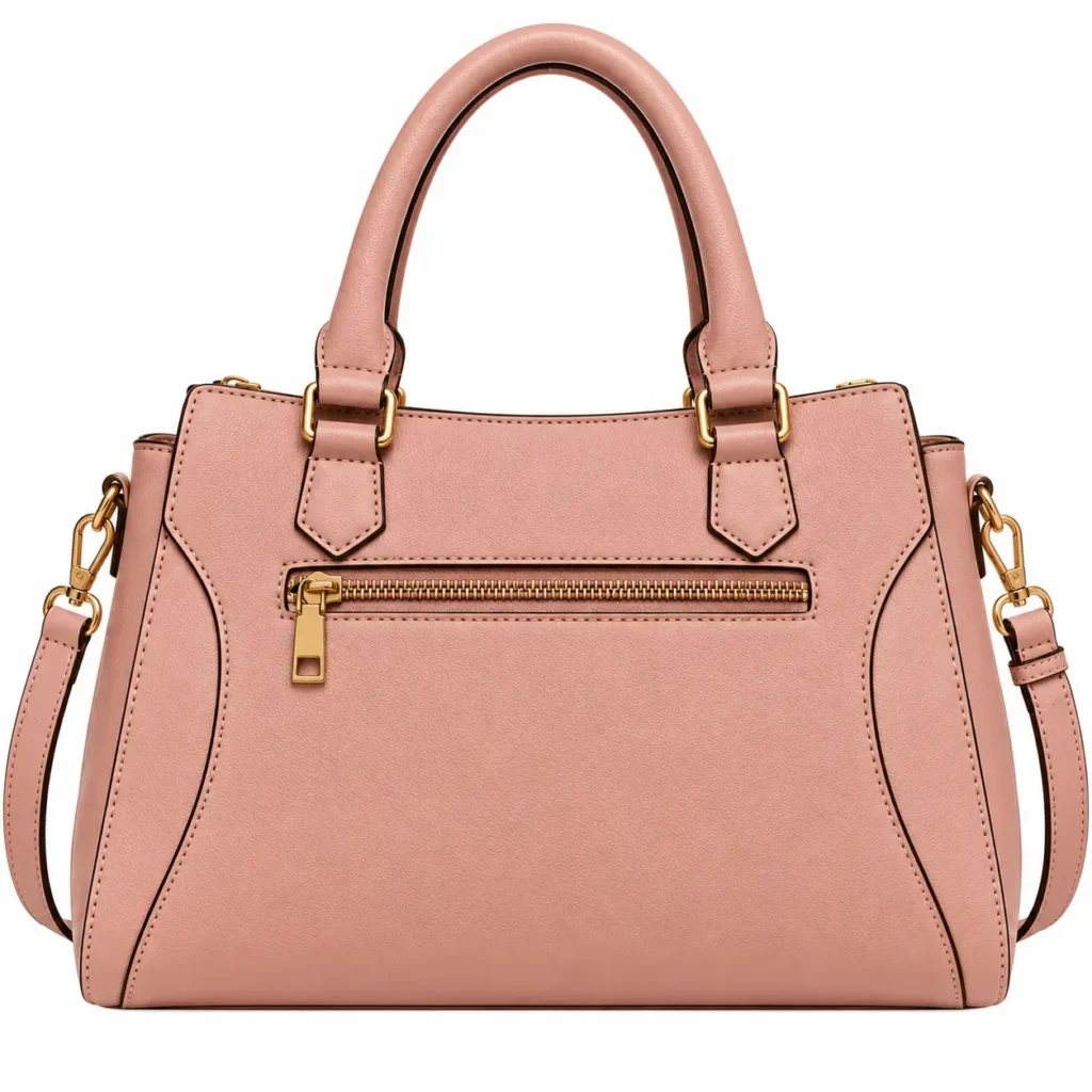 tevra pink leather structured satchel handbag with straps1