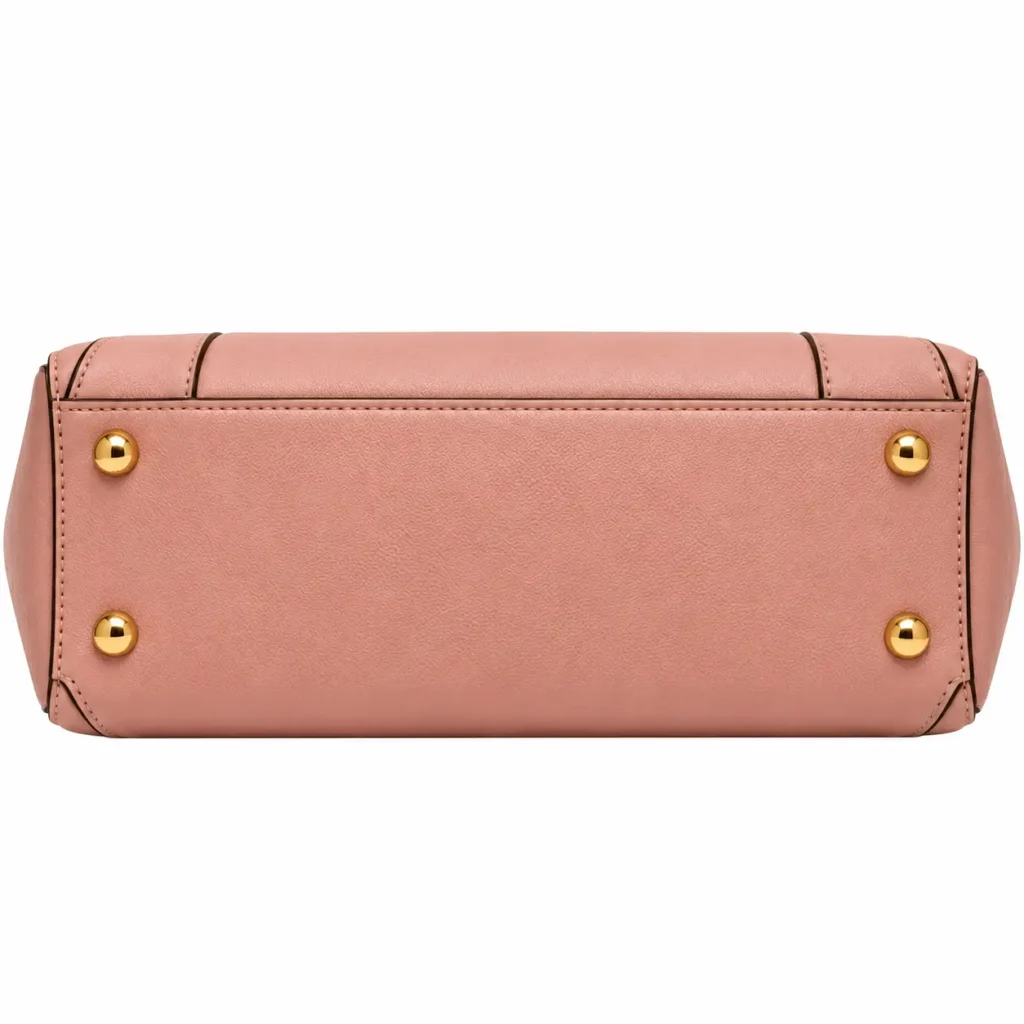 tevra pink leather structured satchel handbag with straps3